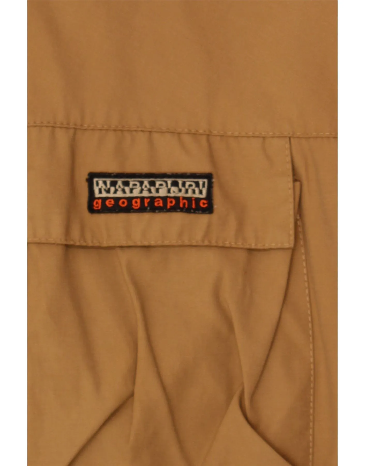 NAPAPIJRI Mens Hooded Rain Jacket UK 44 2XL Brown Cotton