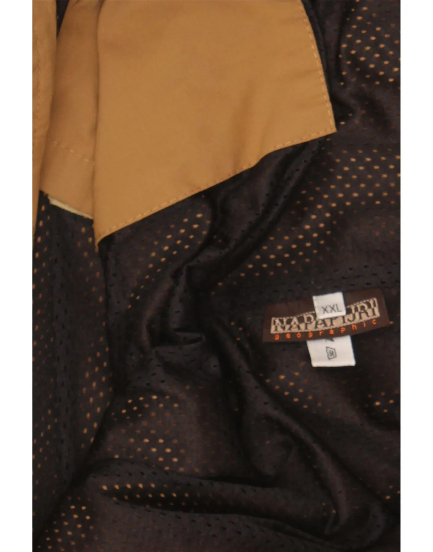 NAPAPIJRI Mens Hooded Rain Jacket UK 44 2XL Brown Cotton