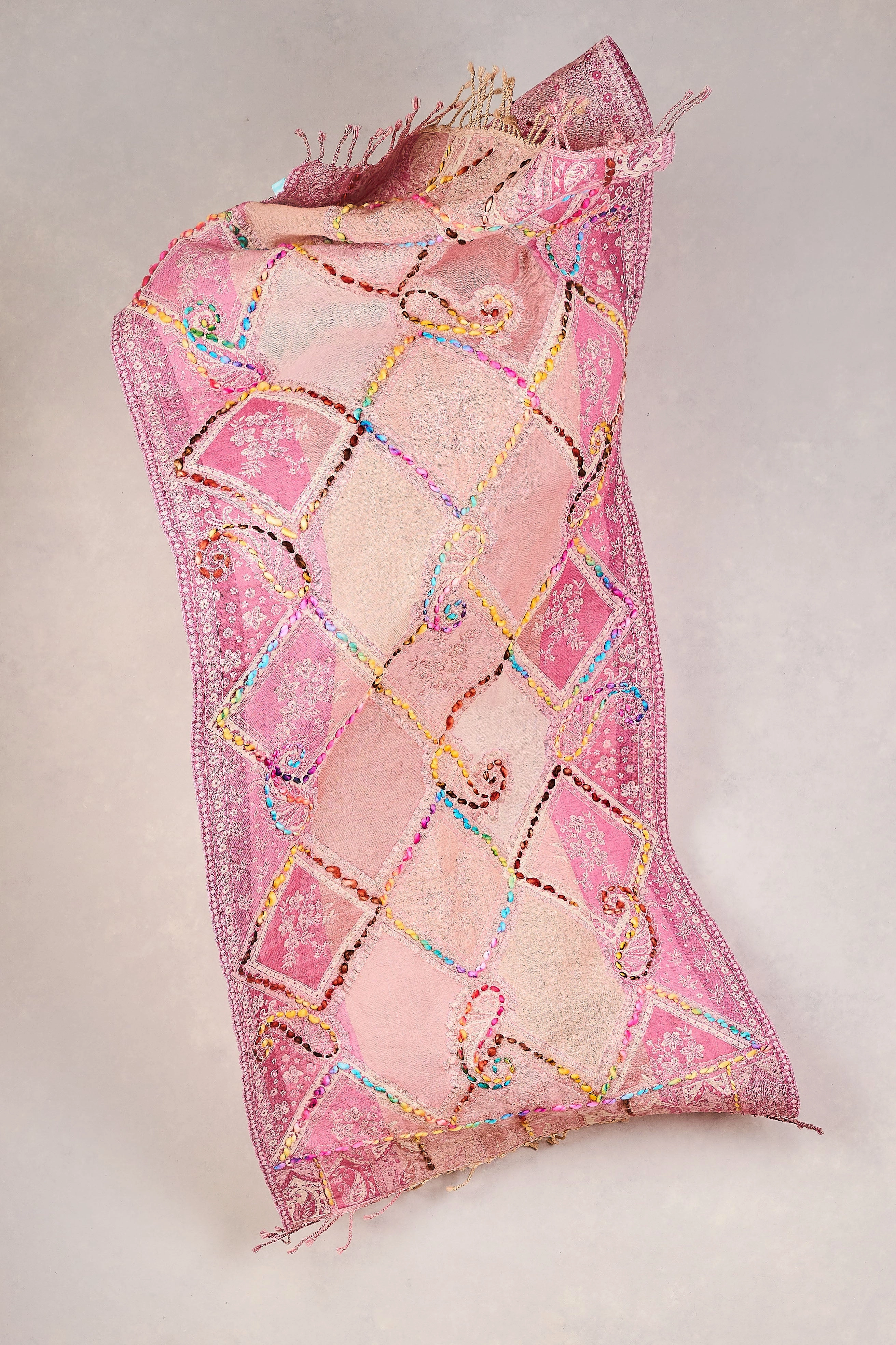 Paisley Embellished Blanket Scarf - Multicolour