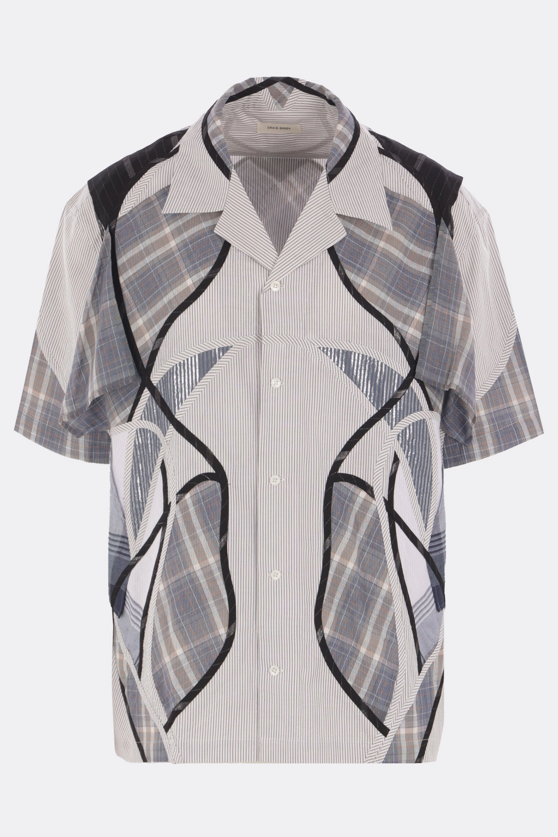 patchwork cotton bowling shirt