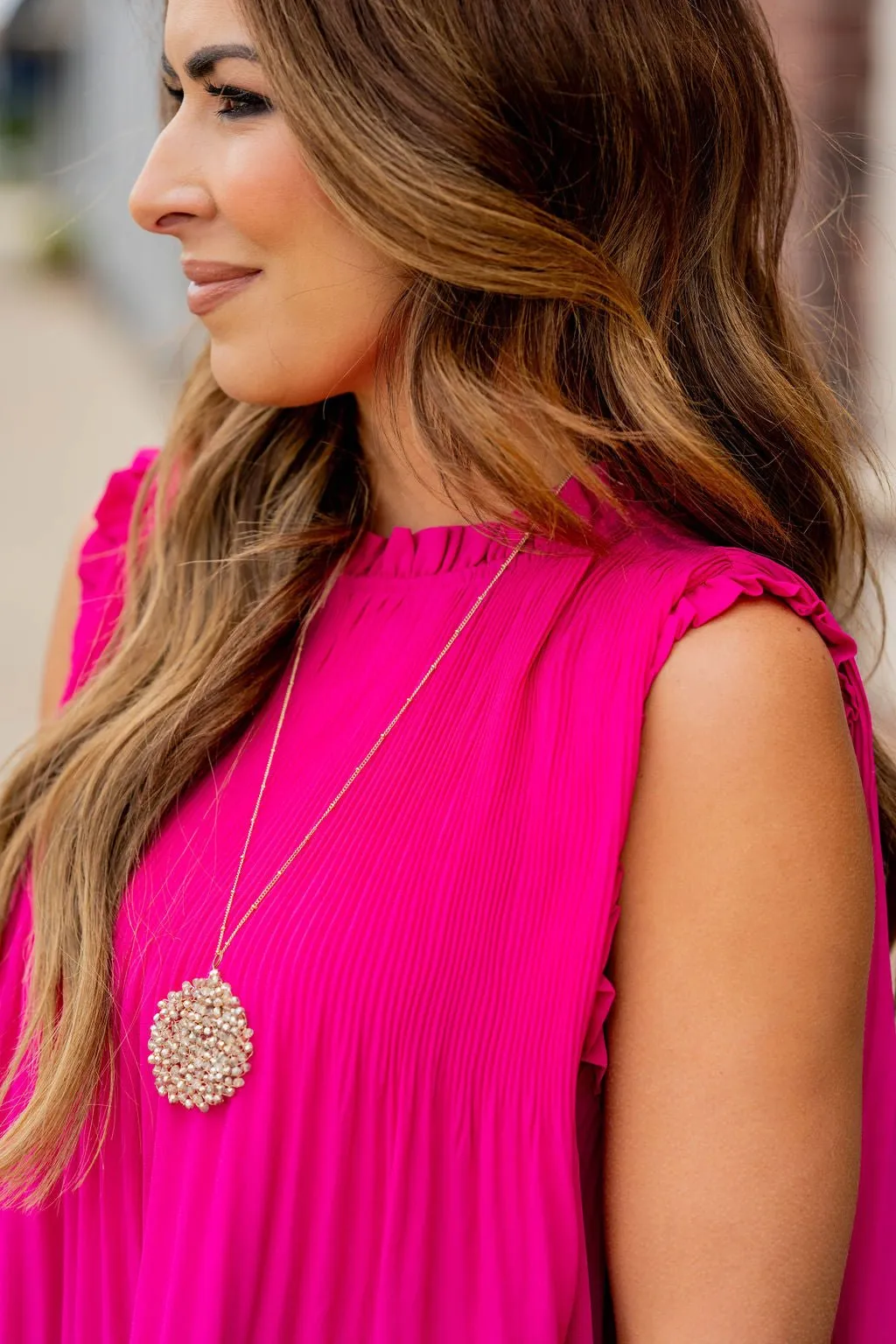 Pleated Cinched Neck Tank