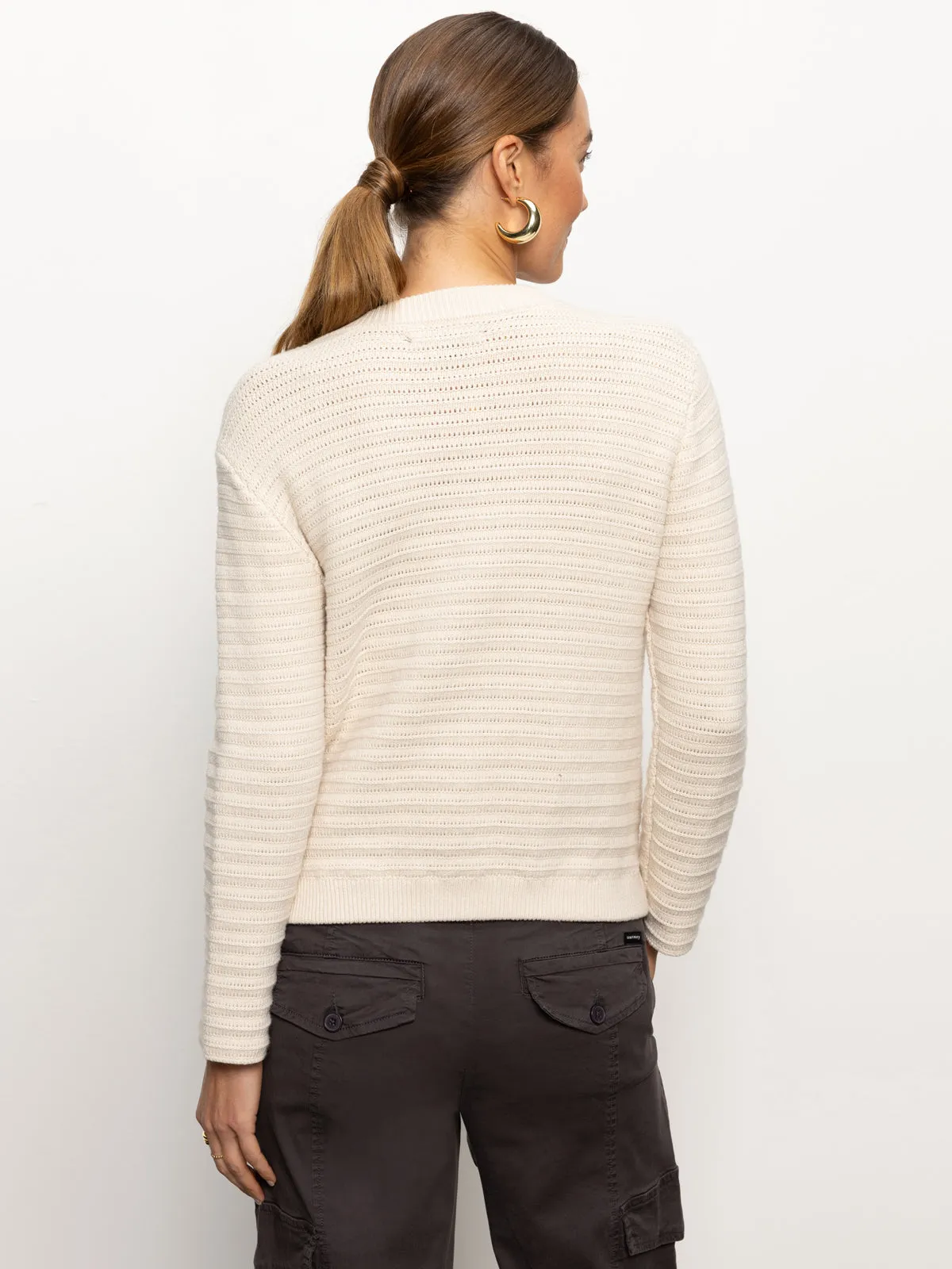 Pointelle Knitted Jacket Oat
