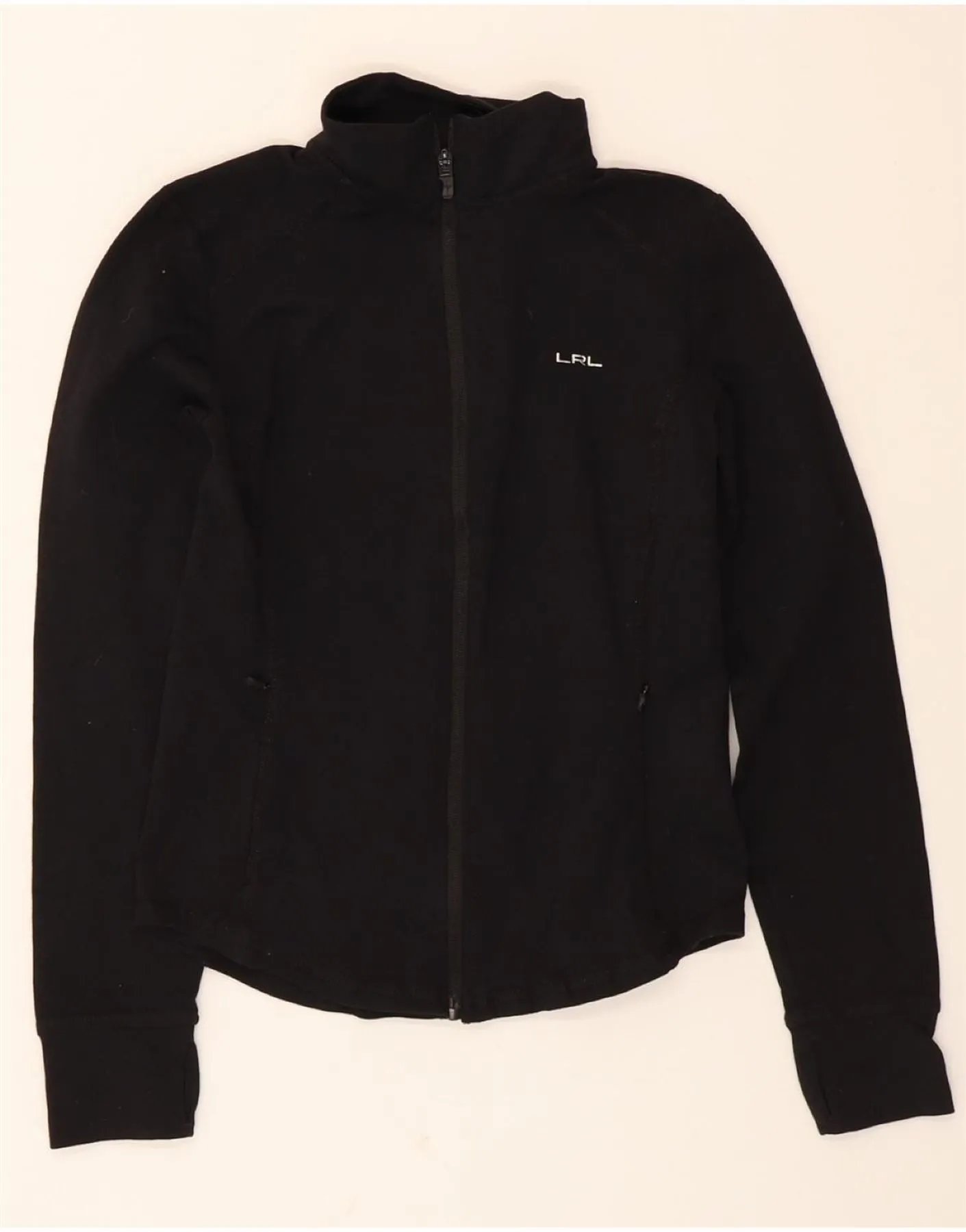 RALPH LAUREN Womens Tracksuit Top Jacket UK 10 Small Black Nylon