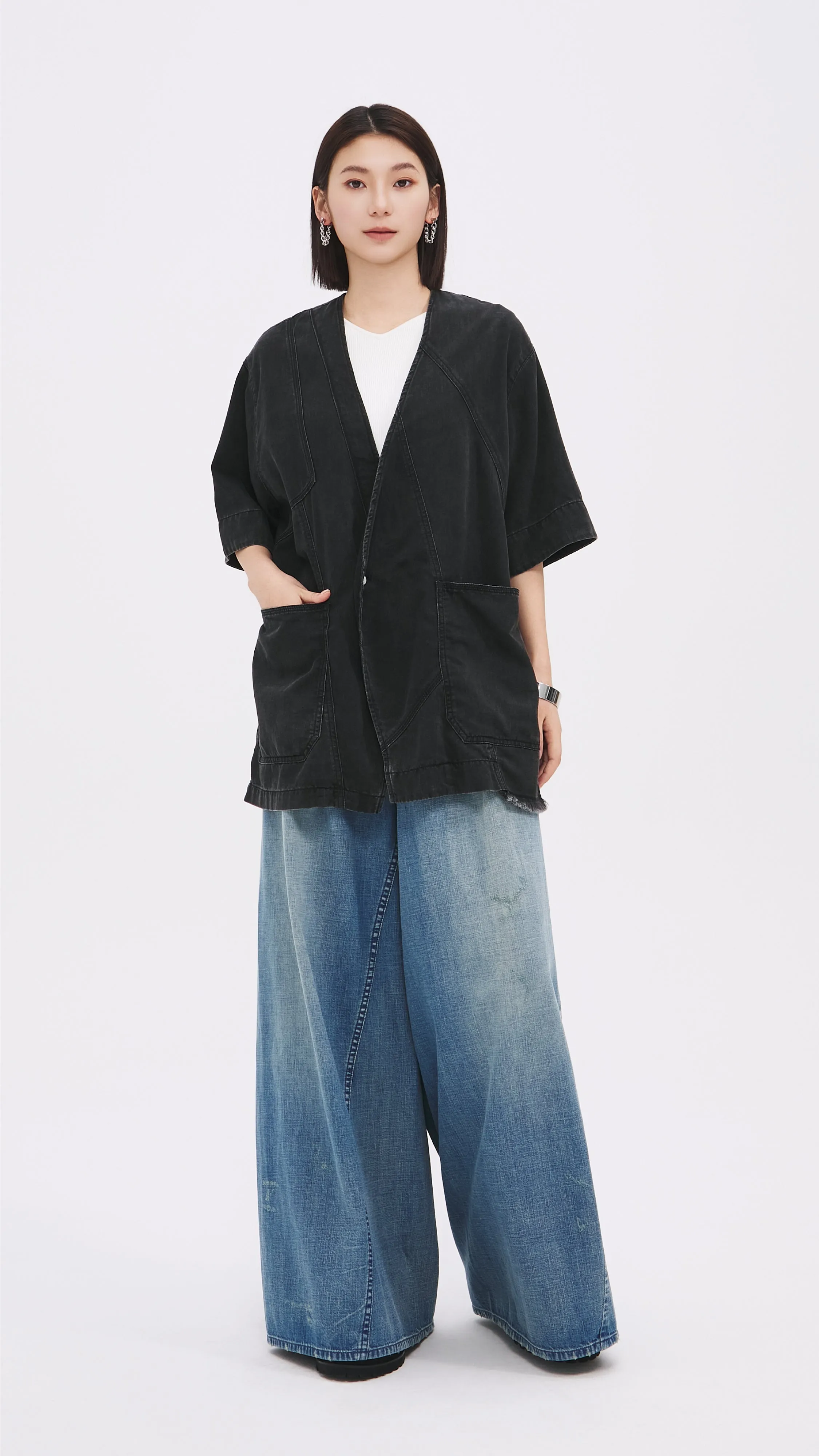Rebuilt Denim Kimono Jacket
