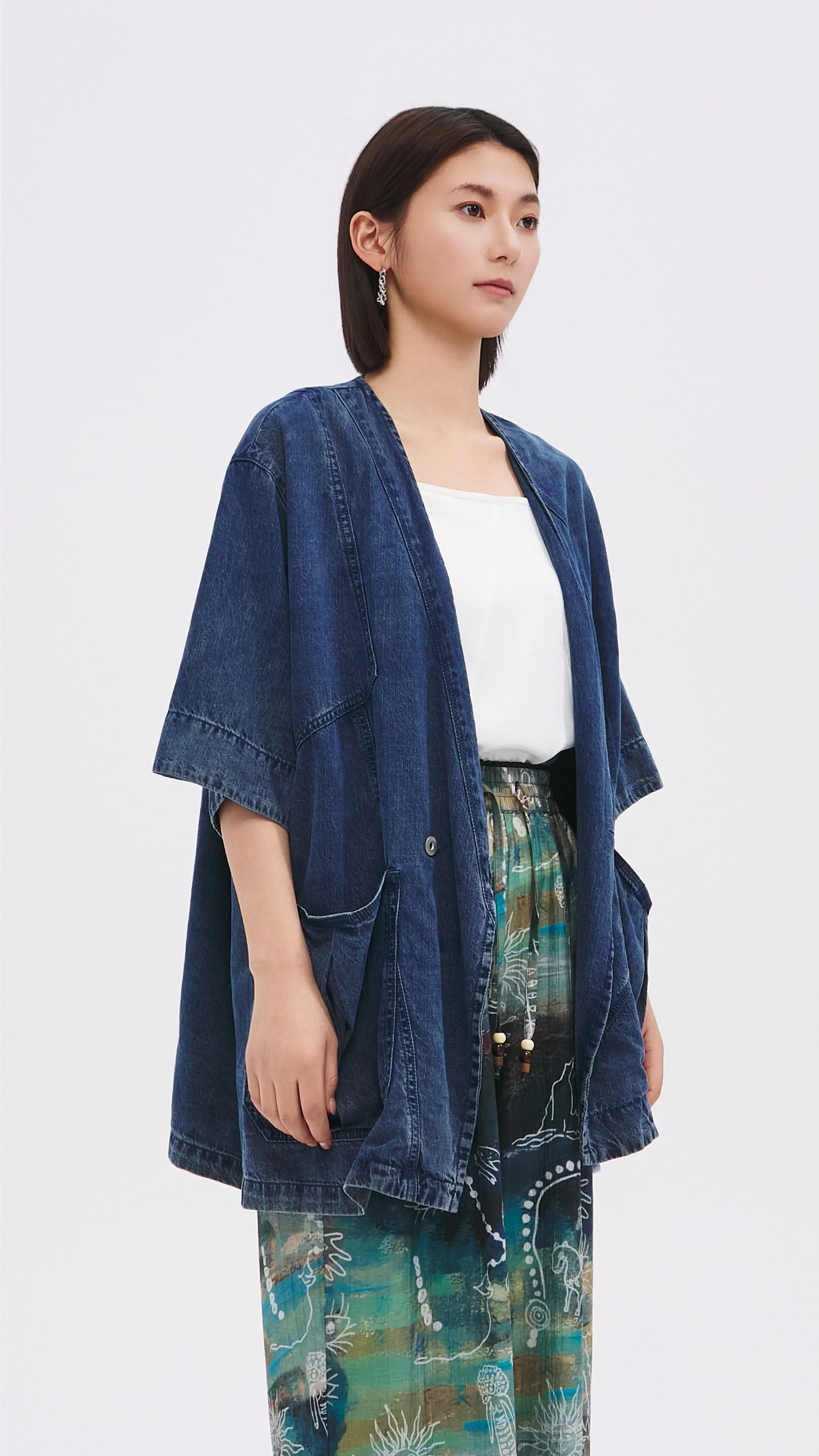 Rebuilt Denim Kimono Jacket