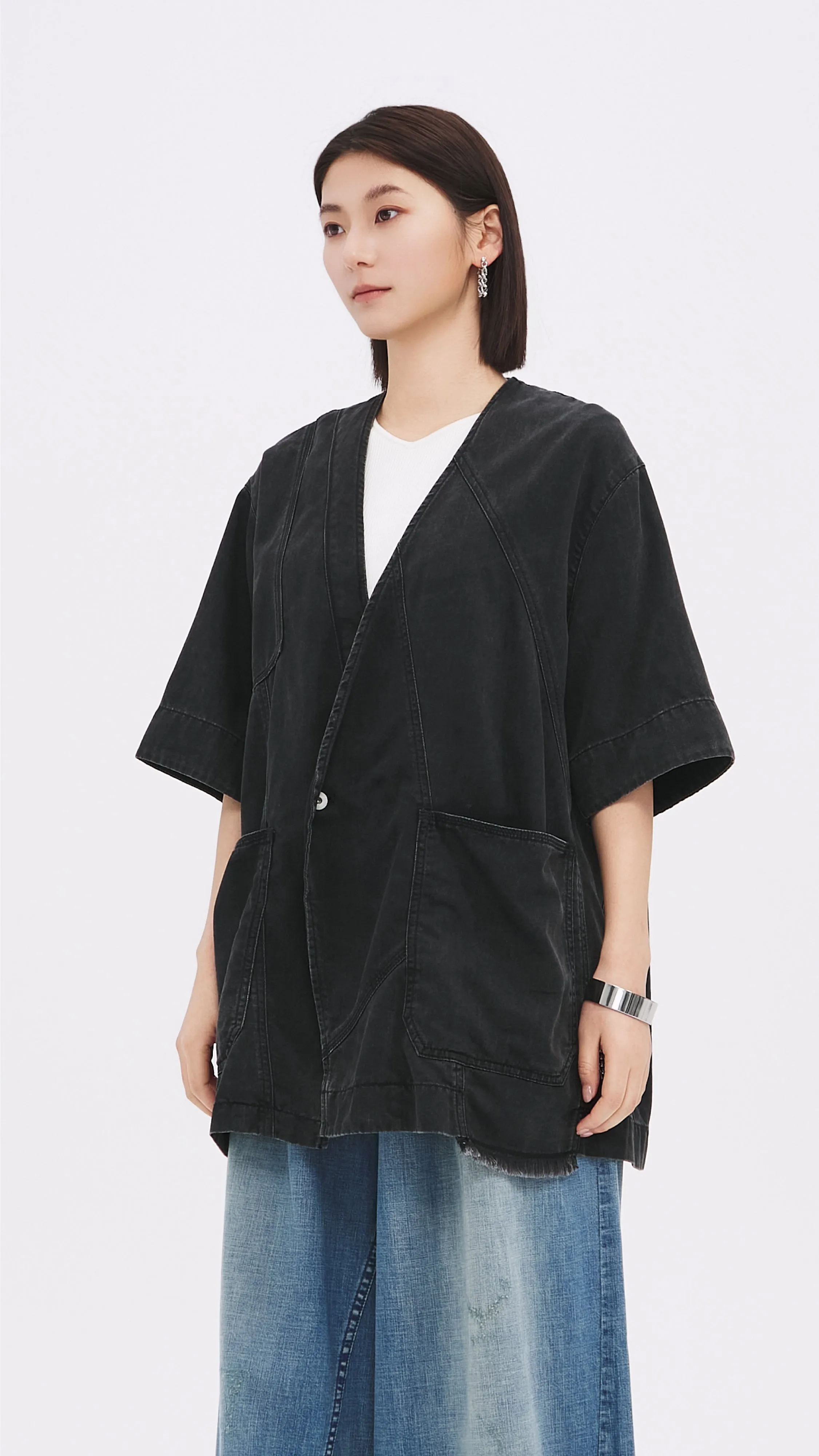 Rebuilt Denim Kimono Jacket
