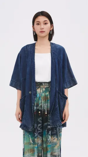 Rebuilt Denim Kimono Jacket