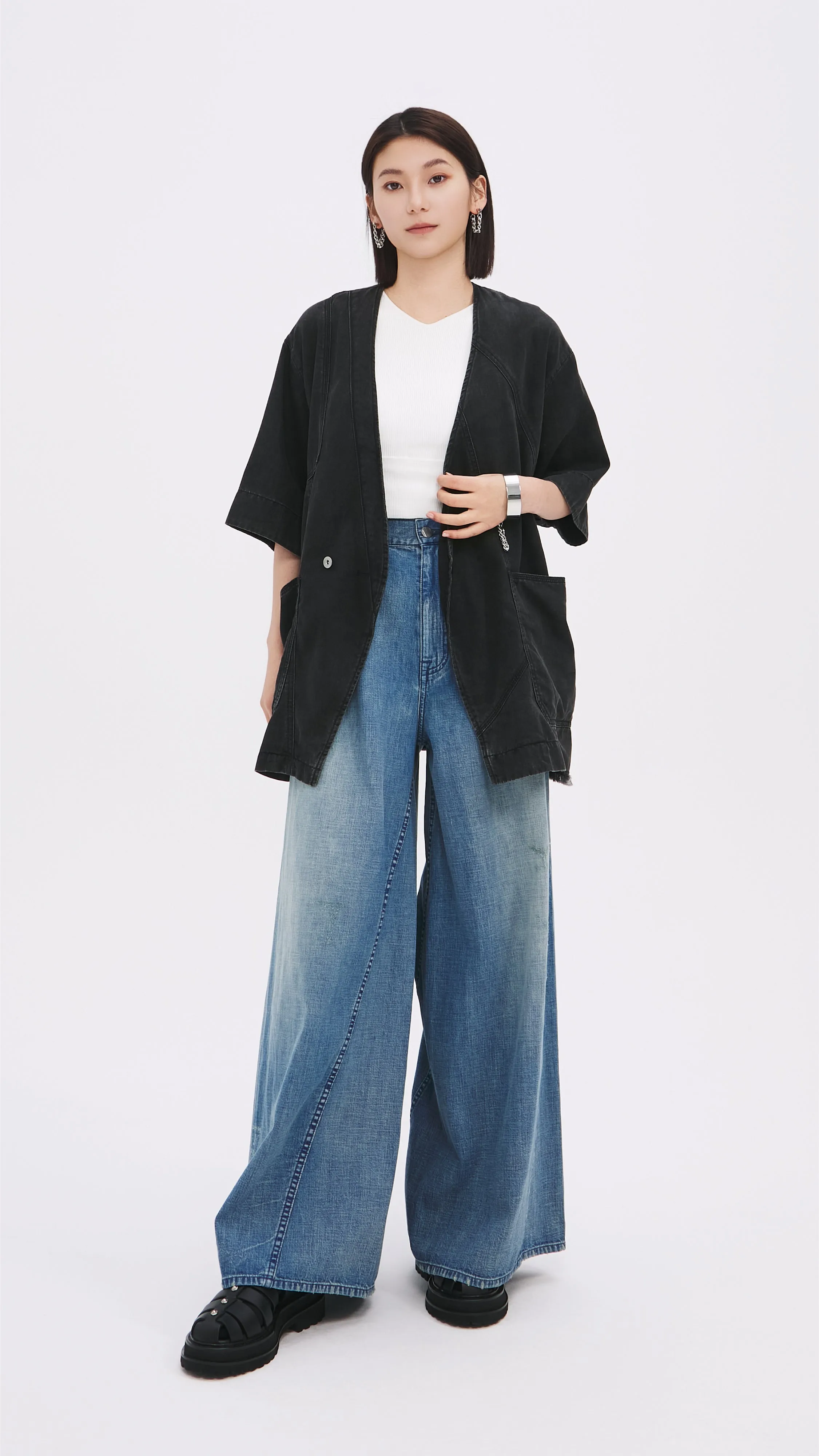Rebuilt Denim Kimono Jacket