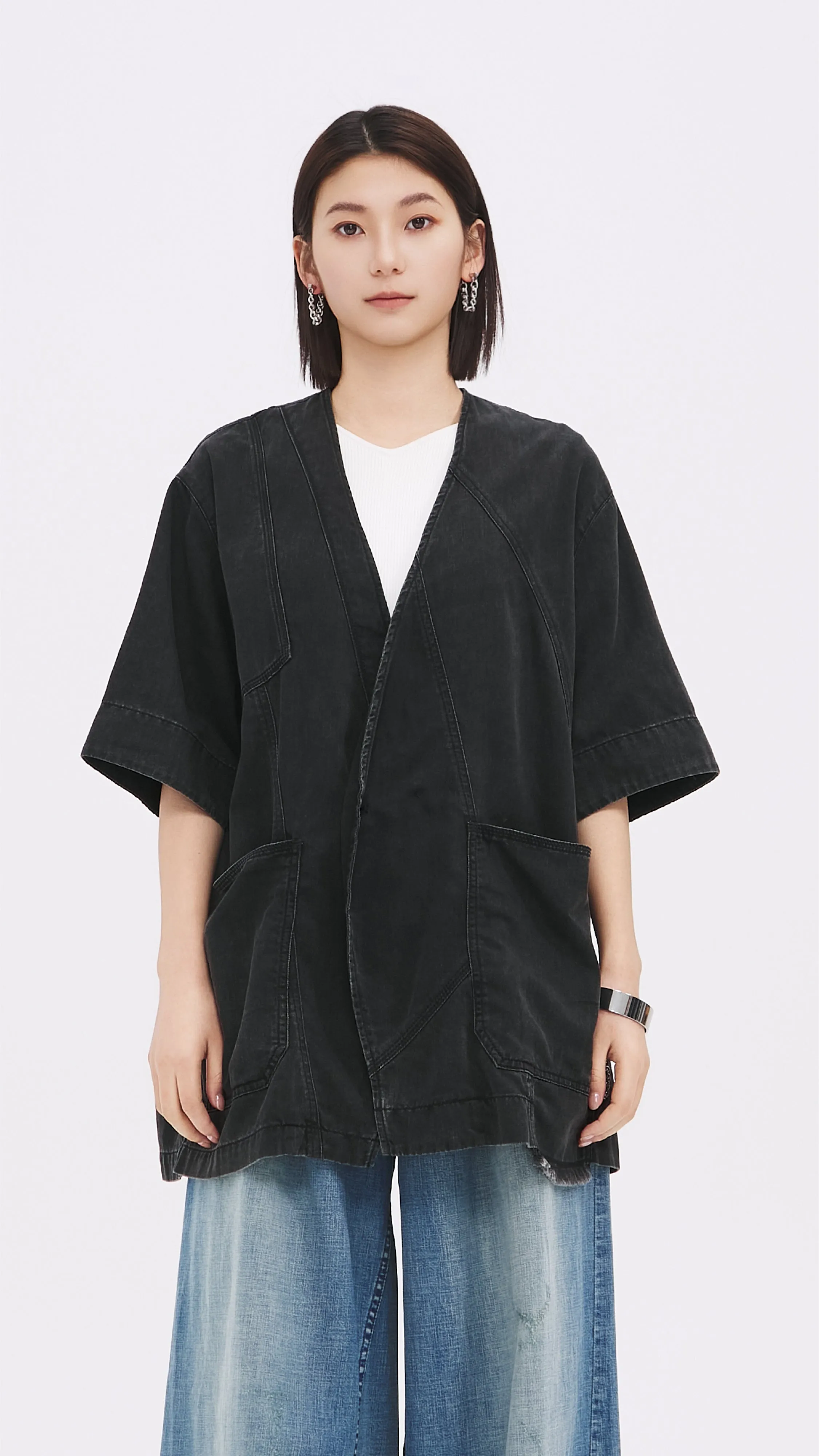 Rebuilt Denim Kimono Jacket