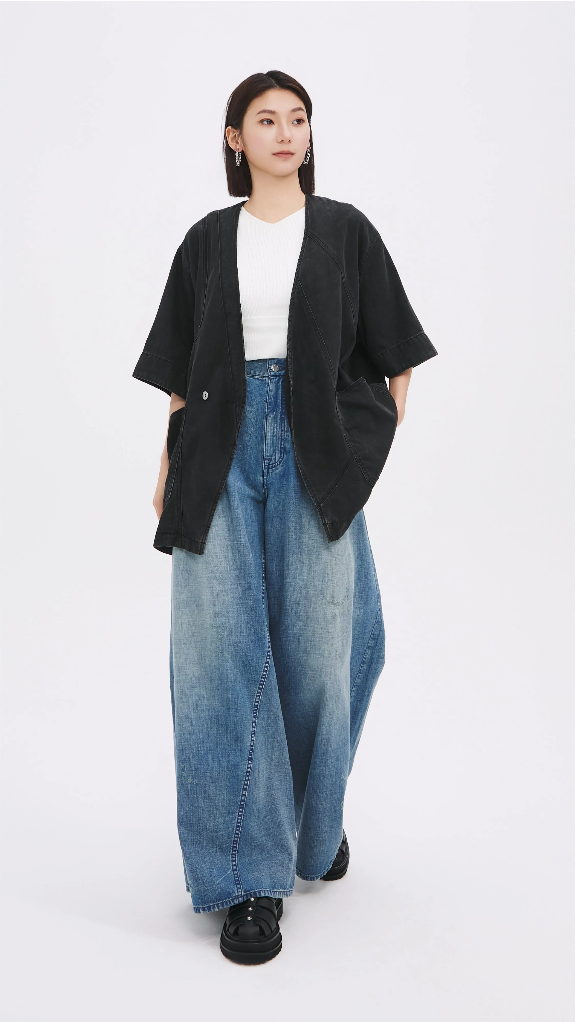 Rebuilt Denim Kimono Jacket