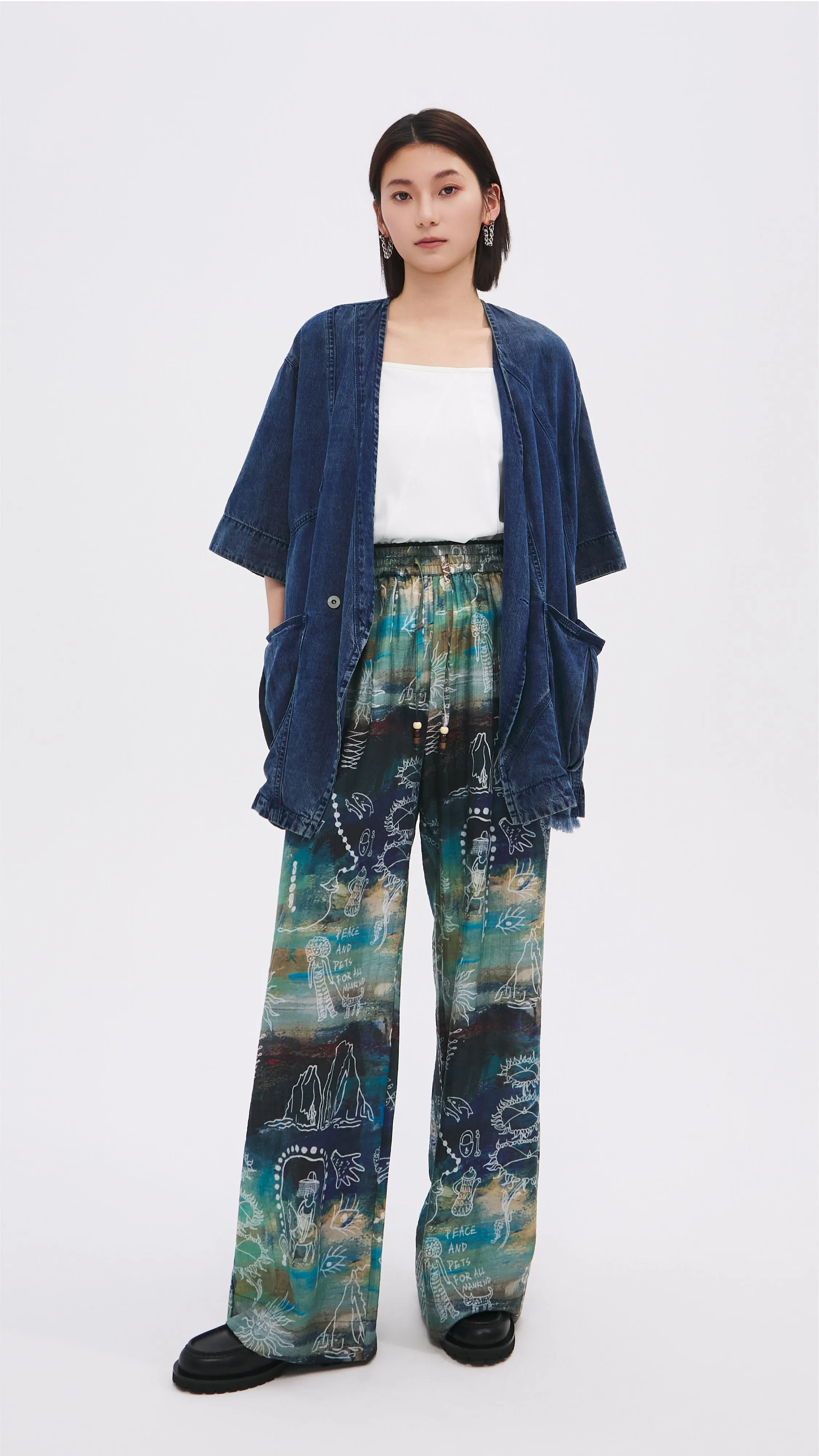 Rebuilt Denim Kimono Jacket