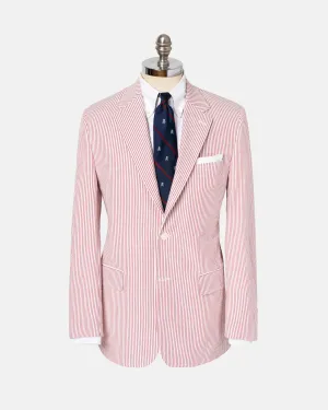 RED/WHITE COTTON SEERSUCKER SPORT COAT -  MTO