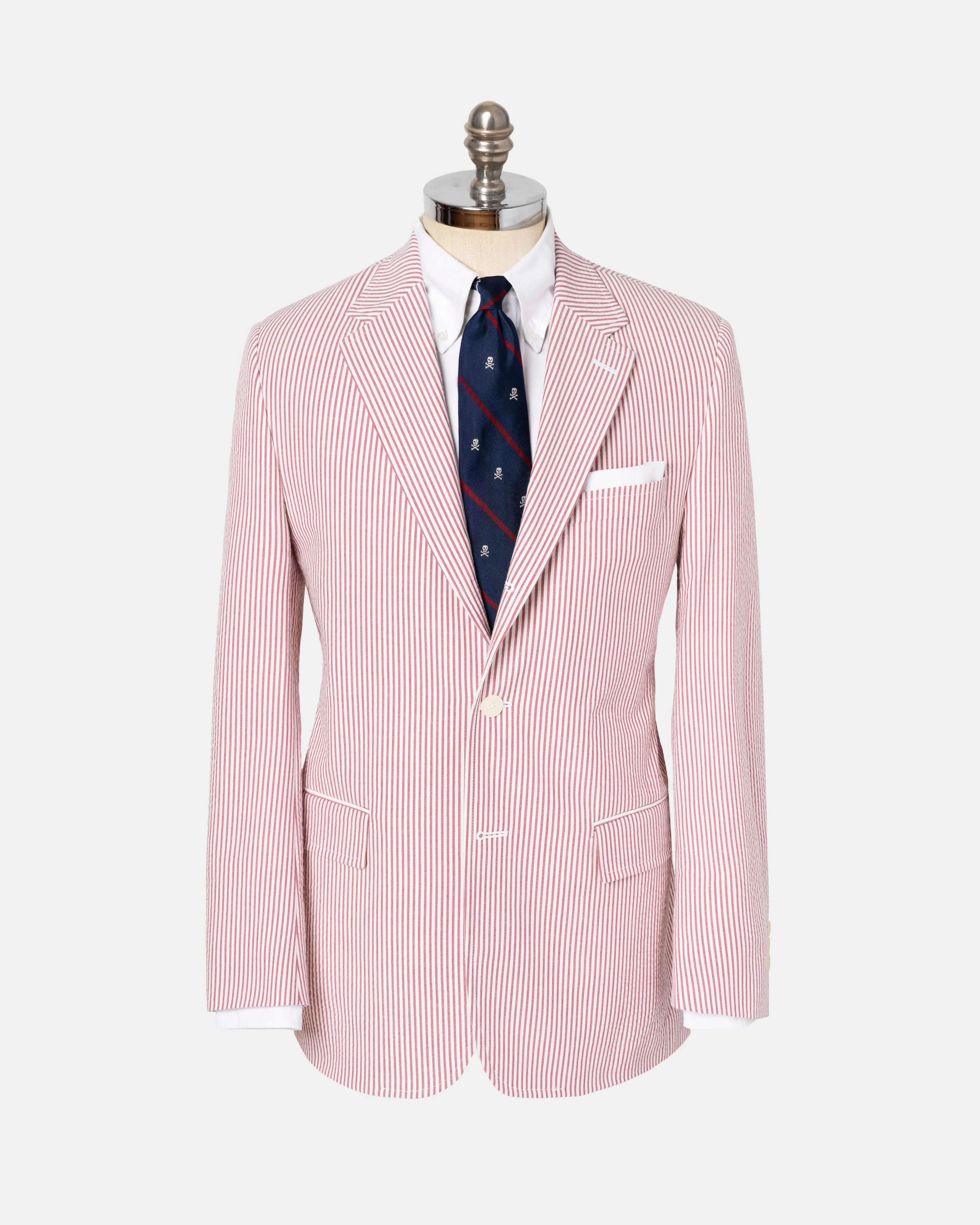 RED/WHITE COTTON SEERSUCKER SPORT COAT -  MTO