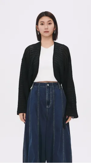 See-through Checker Cardigan