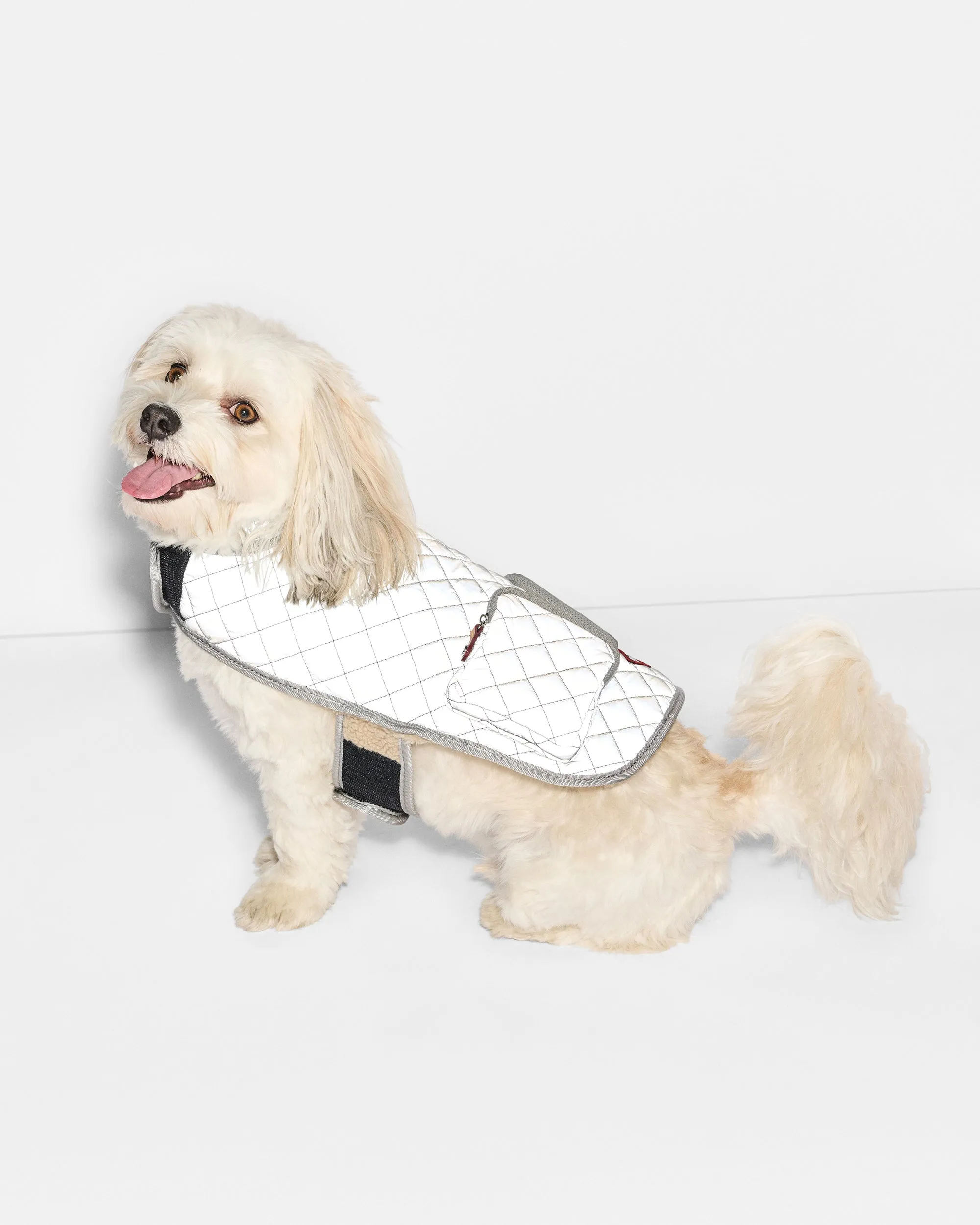 Silver Refelctive/Tan Sherpa Medium MZW Dog Coat