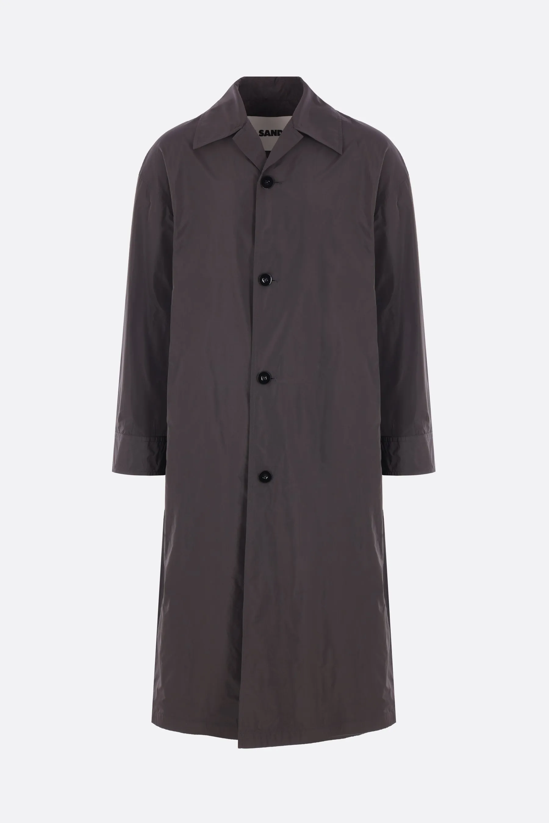 single-breasted coat in technical taffetà