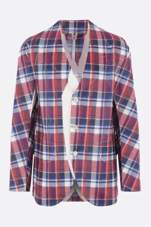 single-breasted jacket in check print twill