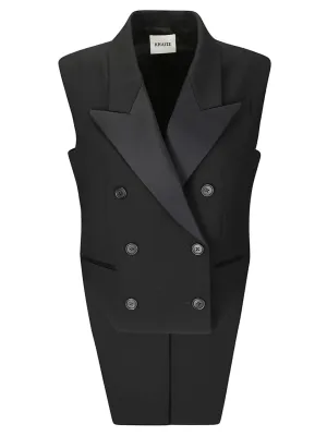 Sleeveless Double-Breasted Jacket With Pointed Lapels