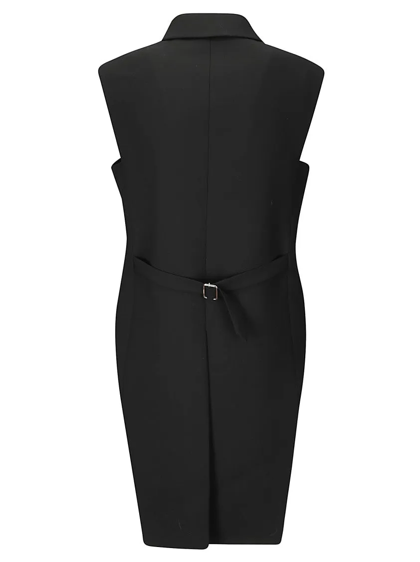 Sleeveless Double-Breasted Jacket With Pointed Lapels