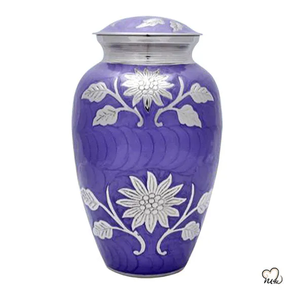 Sunflower Purple Brass Cremation Urn