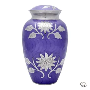 Sunflower Purple Brass Cremation Urn