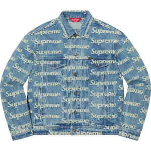 Supreme Frayed Logos Denim Trucker Jacket Blue