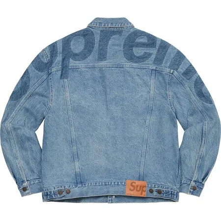 Supreme Inset Logo Denim Trucker Jacket Blue