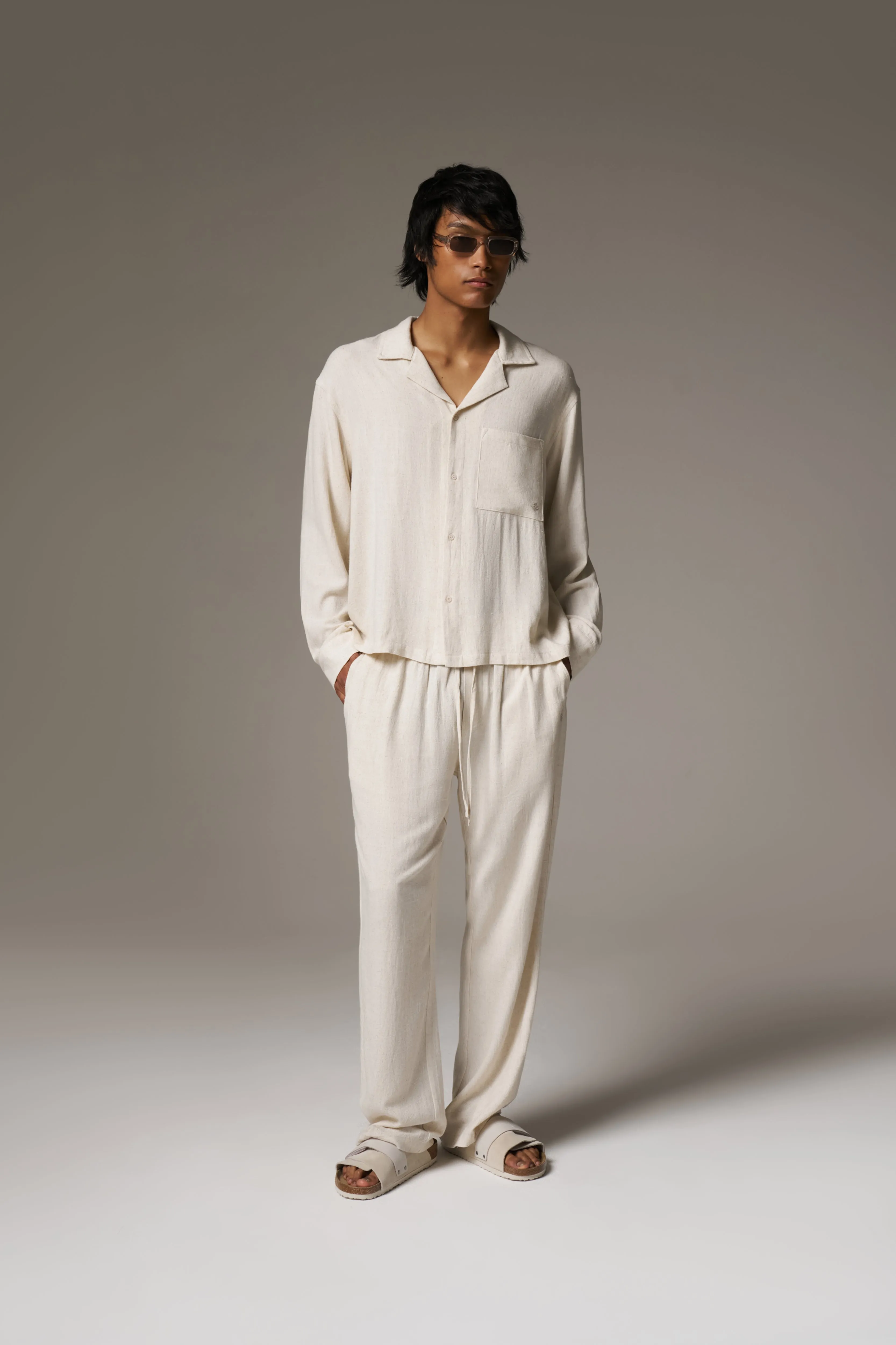 TEXTURED WOVEN SHIRT - BEIGE