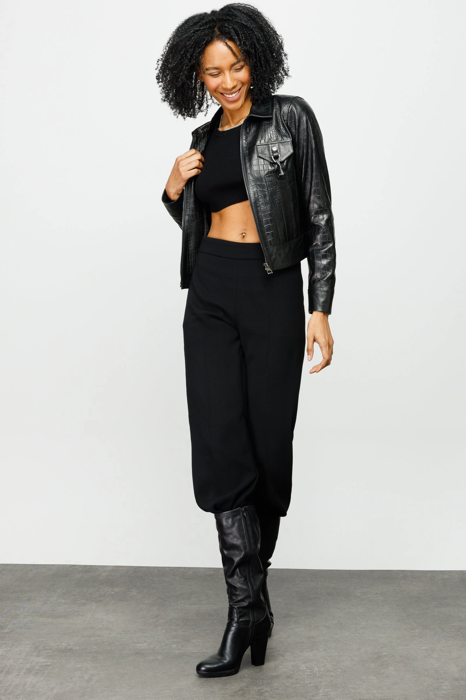 The Piane Black Leather Women Jacket