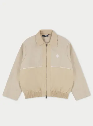 TWEED PANELLED BOMBER JACKET - BEIGE