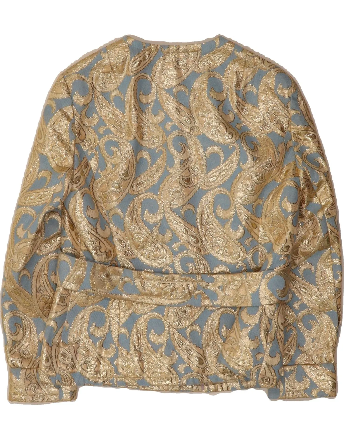 VINTAGE Womens 3 Button Blazer Jacket UK 10 Small Gold Paisley