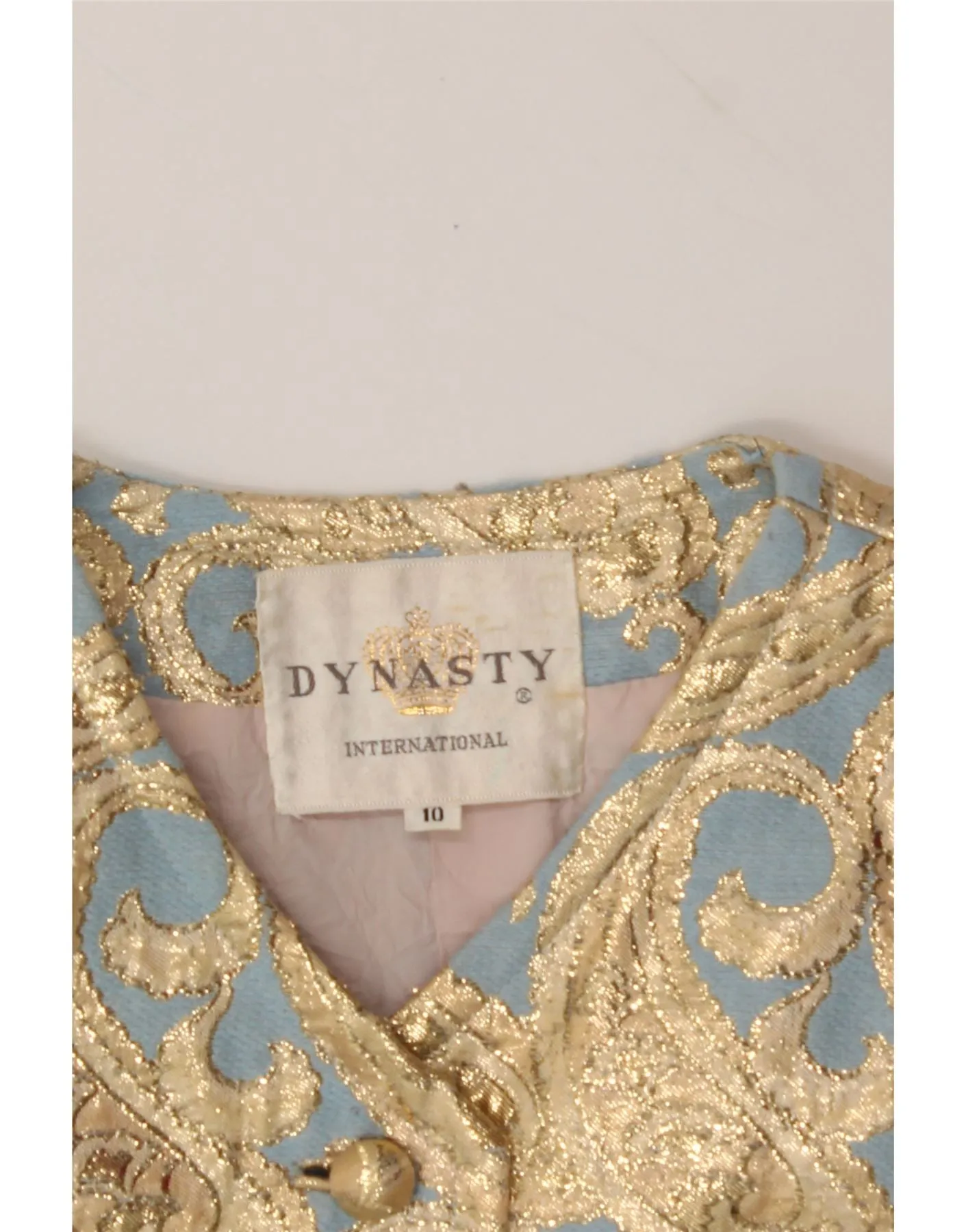 VINTAGE Womens 3 Button Blazer Jacket UK 10 Small Gold Paisley