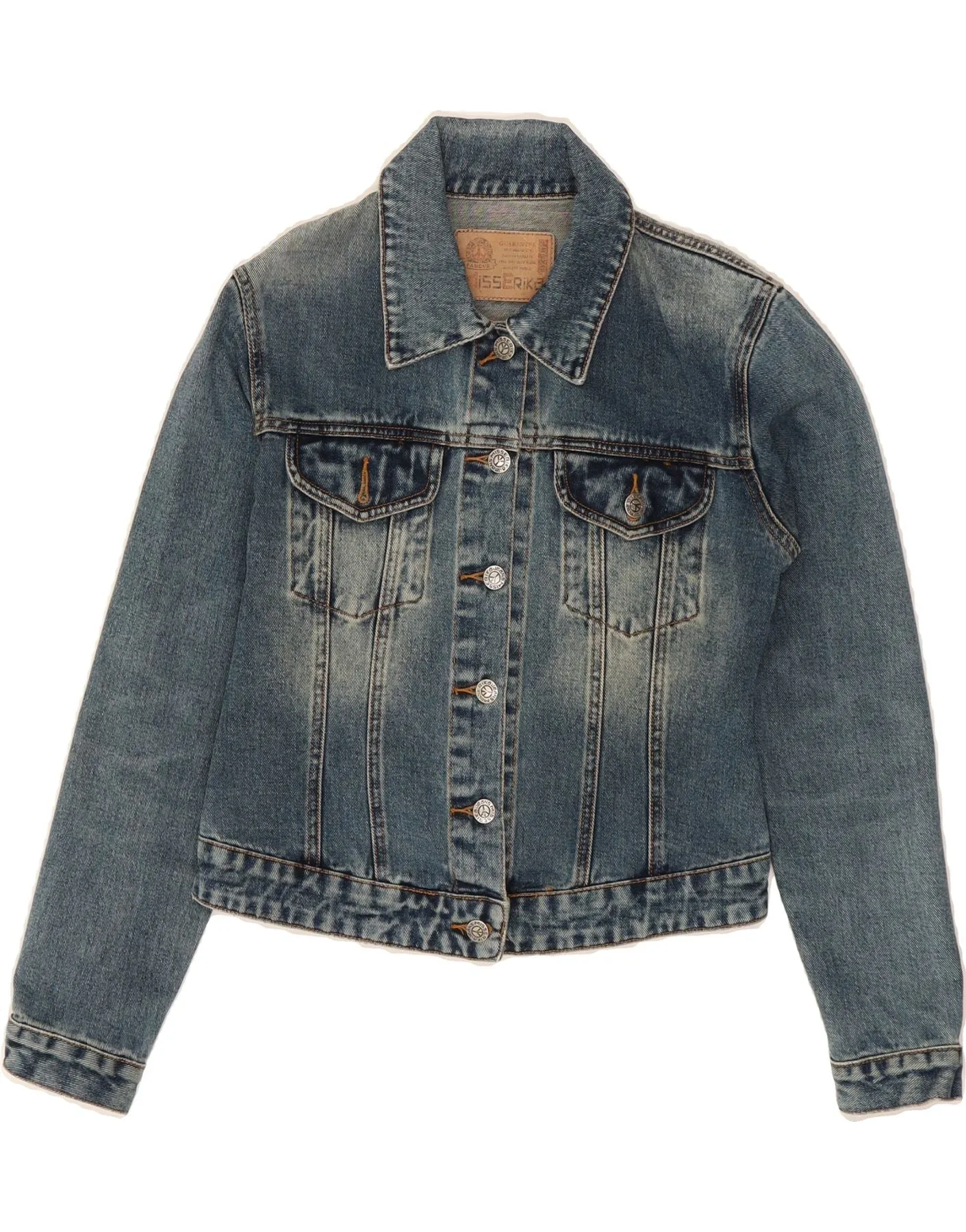 VINTAGE Womens Denim Jacket UK 12 Medium Blue Cotton