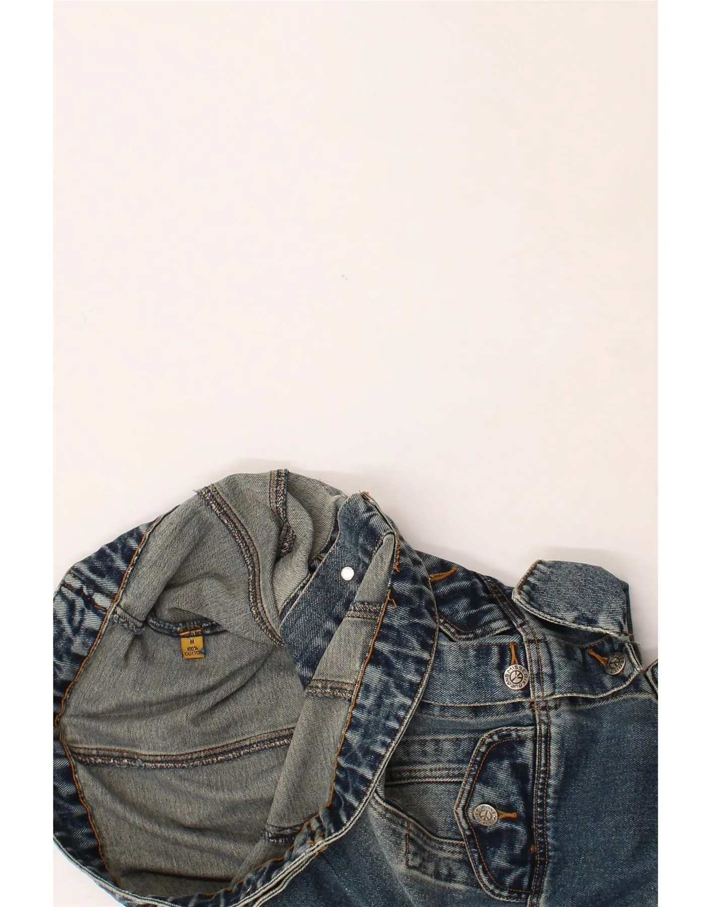 VINTAGE Womens Denim Jacket UK 12 Medium Blue Cotton