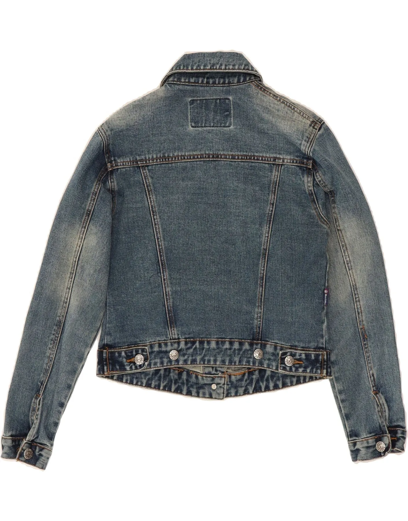 VINTAGE Womens Denim Jacket UK 12 Medium Blue Cotton