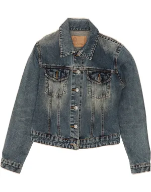 VINTAGE Womens Denim Jacket UK 12 Medium Blue Cotton