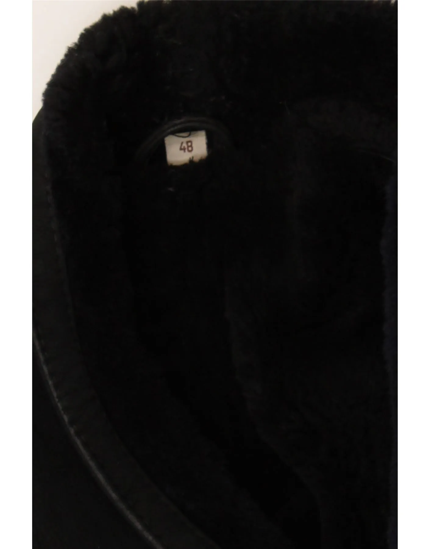 VINTAGE Womens Oversized Shearling Jacket IT 48 XL Black Leather
