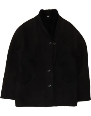 VINTAGE Womens Oversized Shearling Jacket IT 48 XL Black Leather