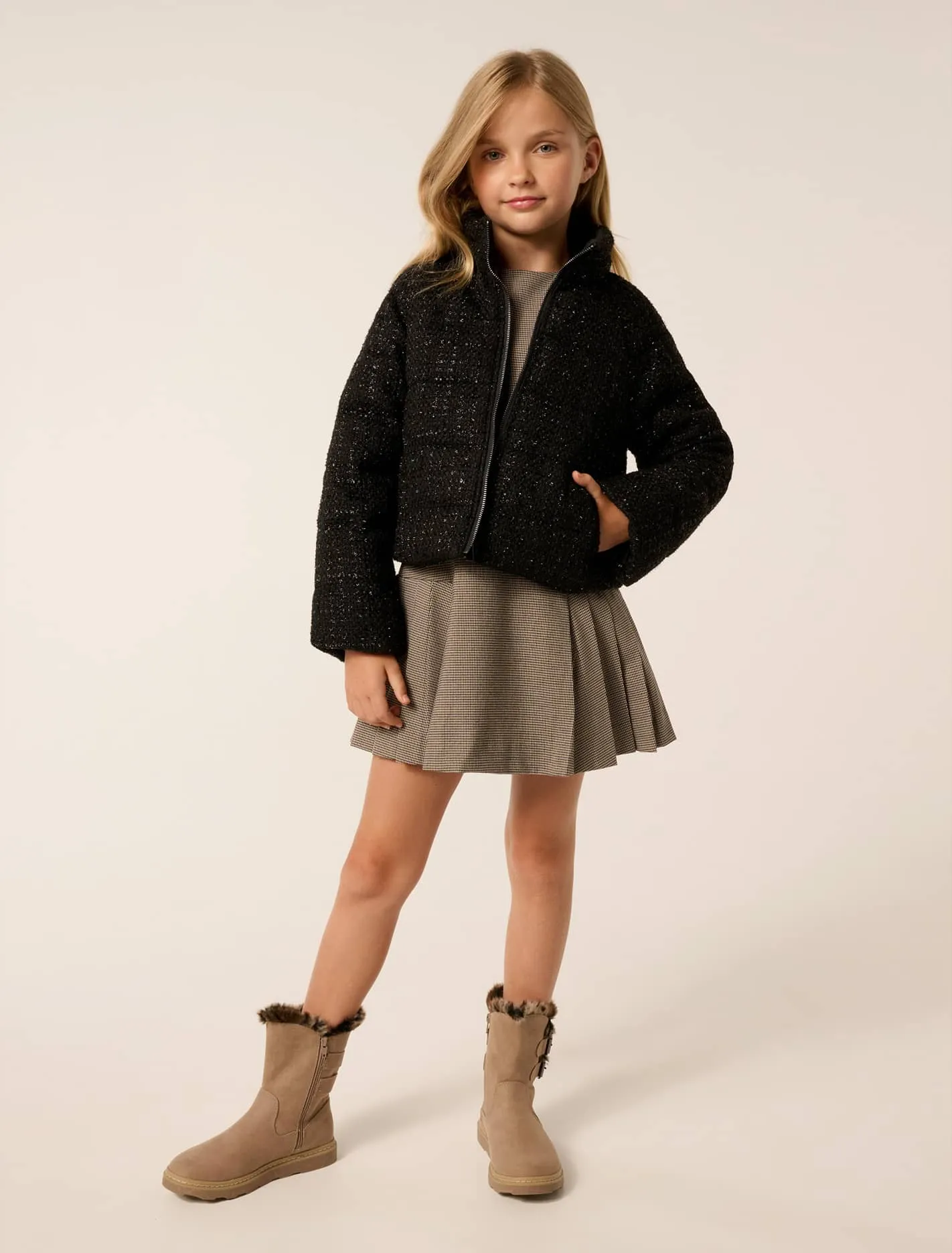 Wilhelmina Teen Boucle Puffer Jacket