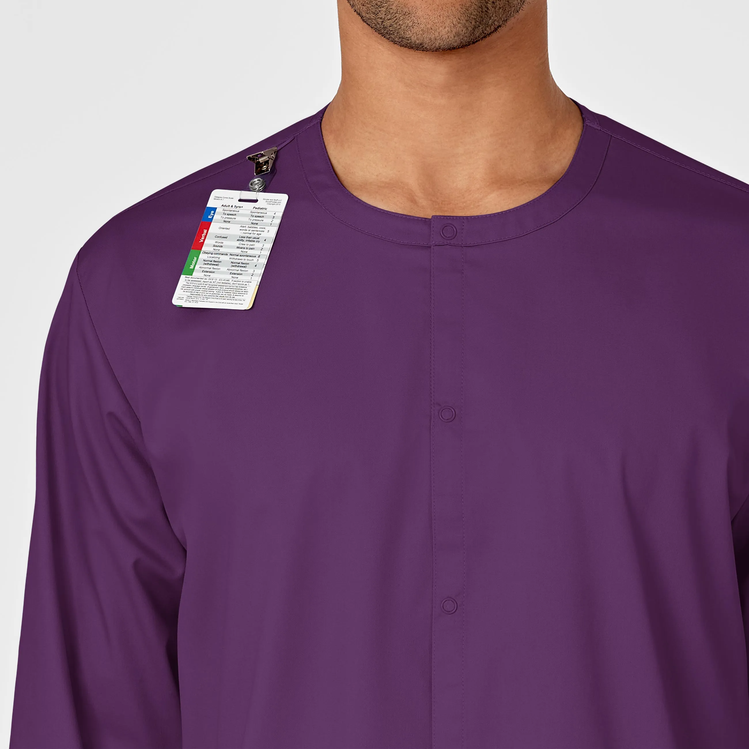 WonderWORK Unisex Snap Front Scrub Jacket - Eggplant