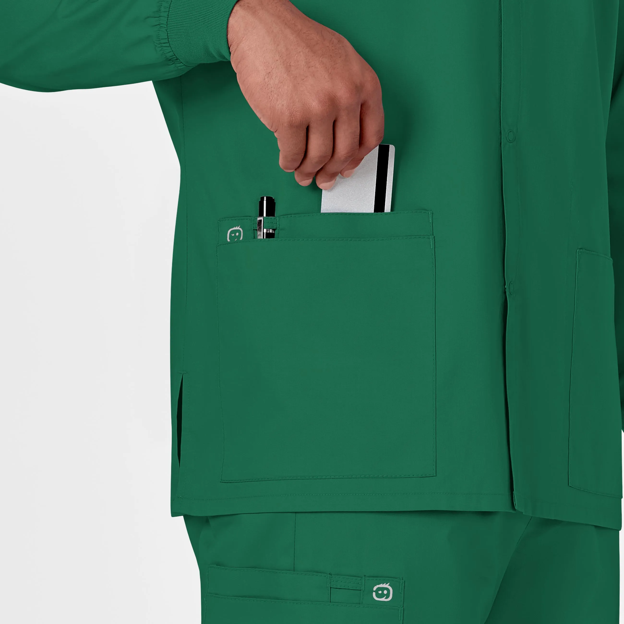 WonderWORK Unisex Snap Front Scrub Jacket - Hunter