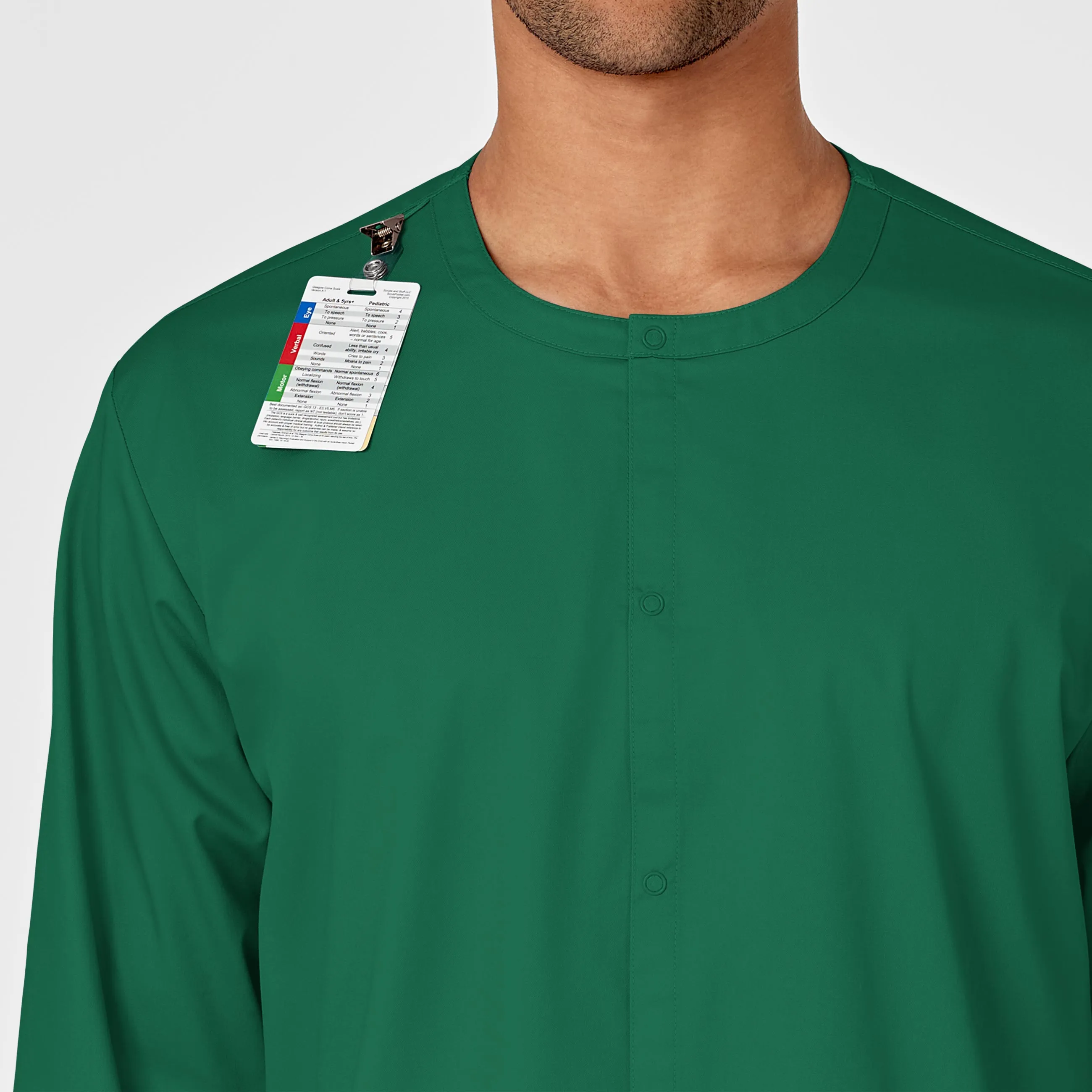 WonderWORK Unisex Snap Front Scrub Jacket - Hunter