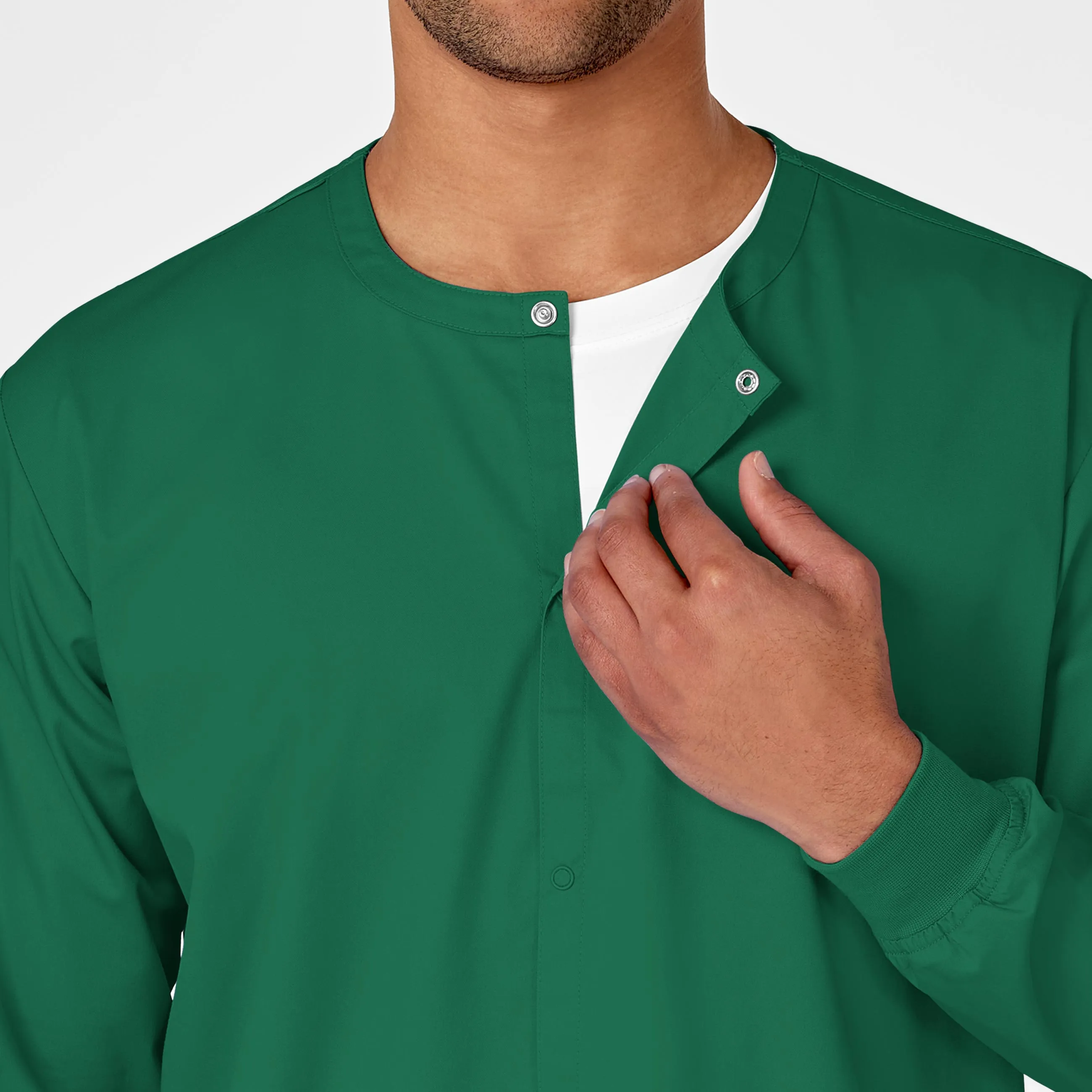 WonderWORK Unisex Snap Front Scrub Jacket - Hunter