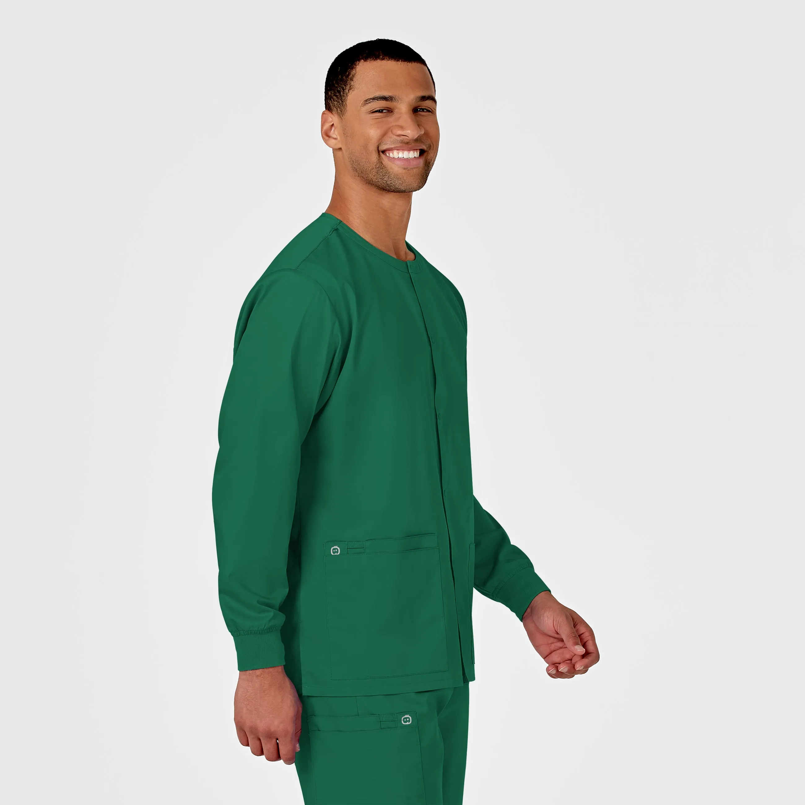 WonderWORK Unisex Snap Front Scrub Jacket - Hunter
