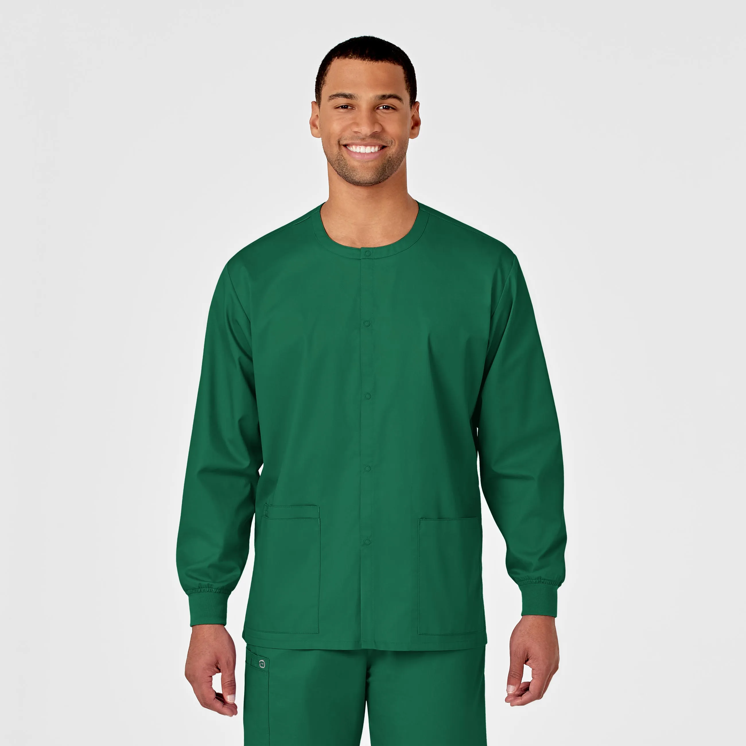 WonderWORK Unisex Snap Front Scrub Jacket - Hunter
