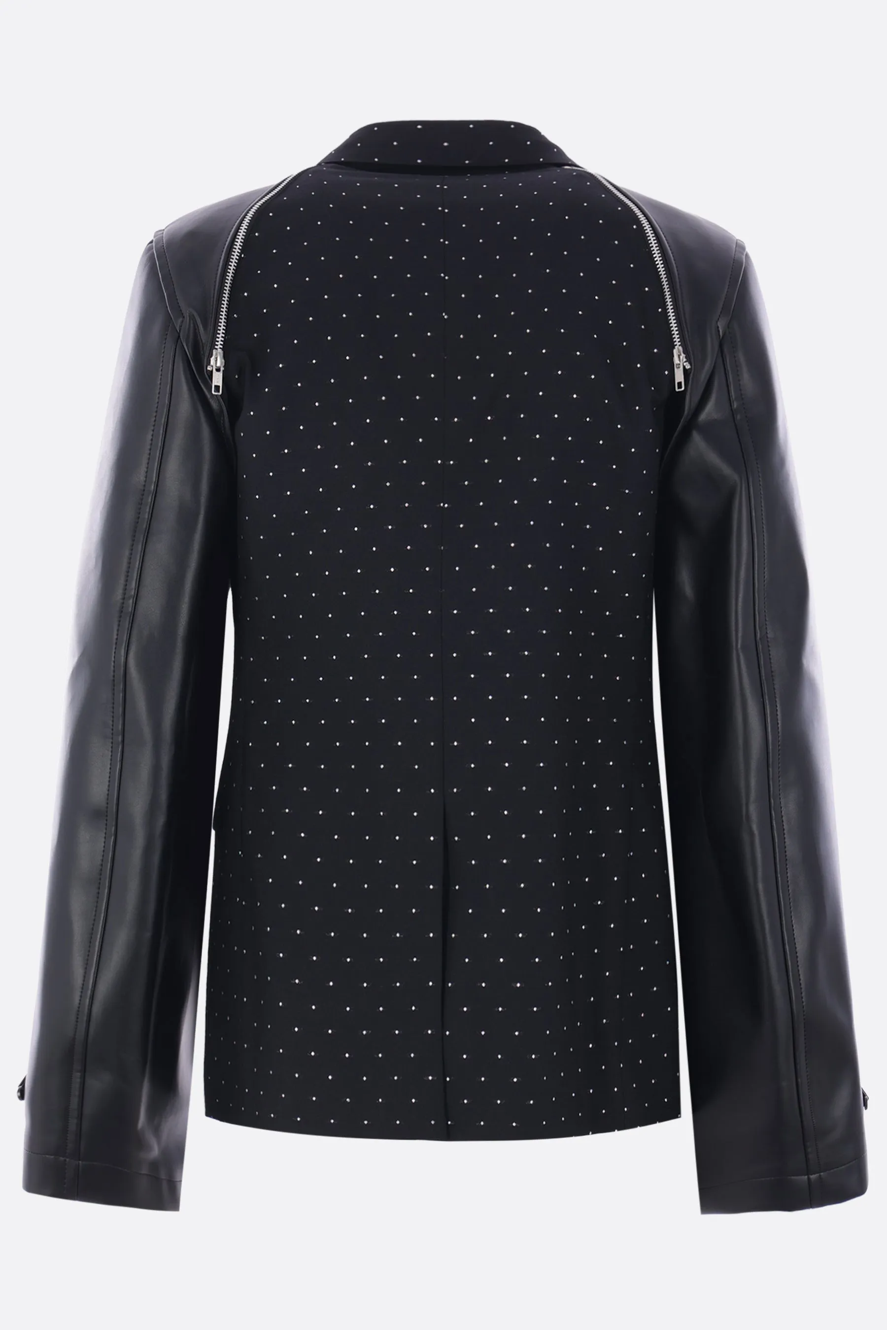 wool and faux leather destructured jacket