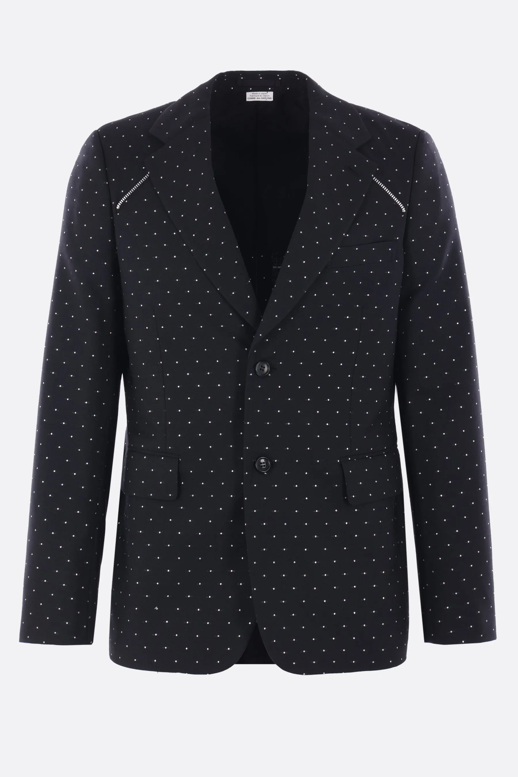 wool and faux leather destructured jacket