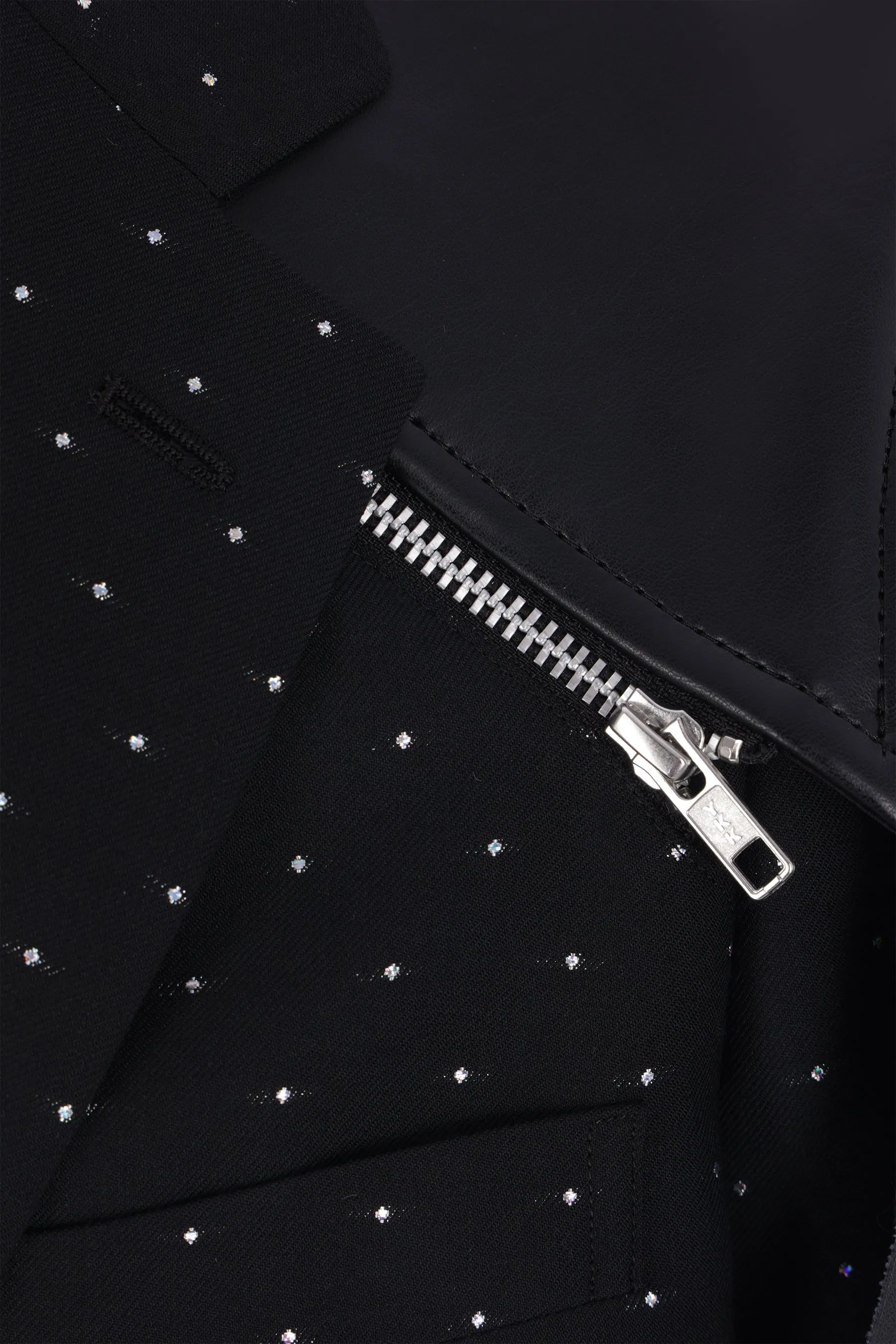 wool and faux leather destructured jacket