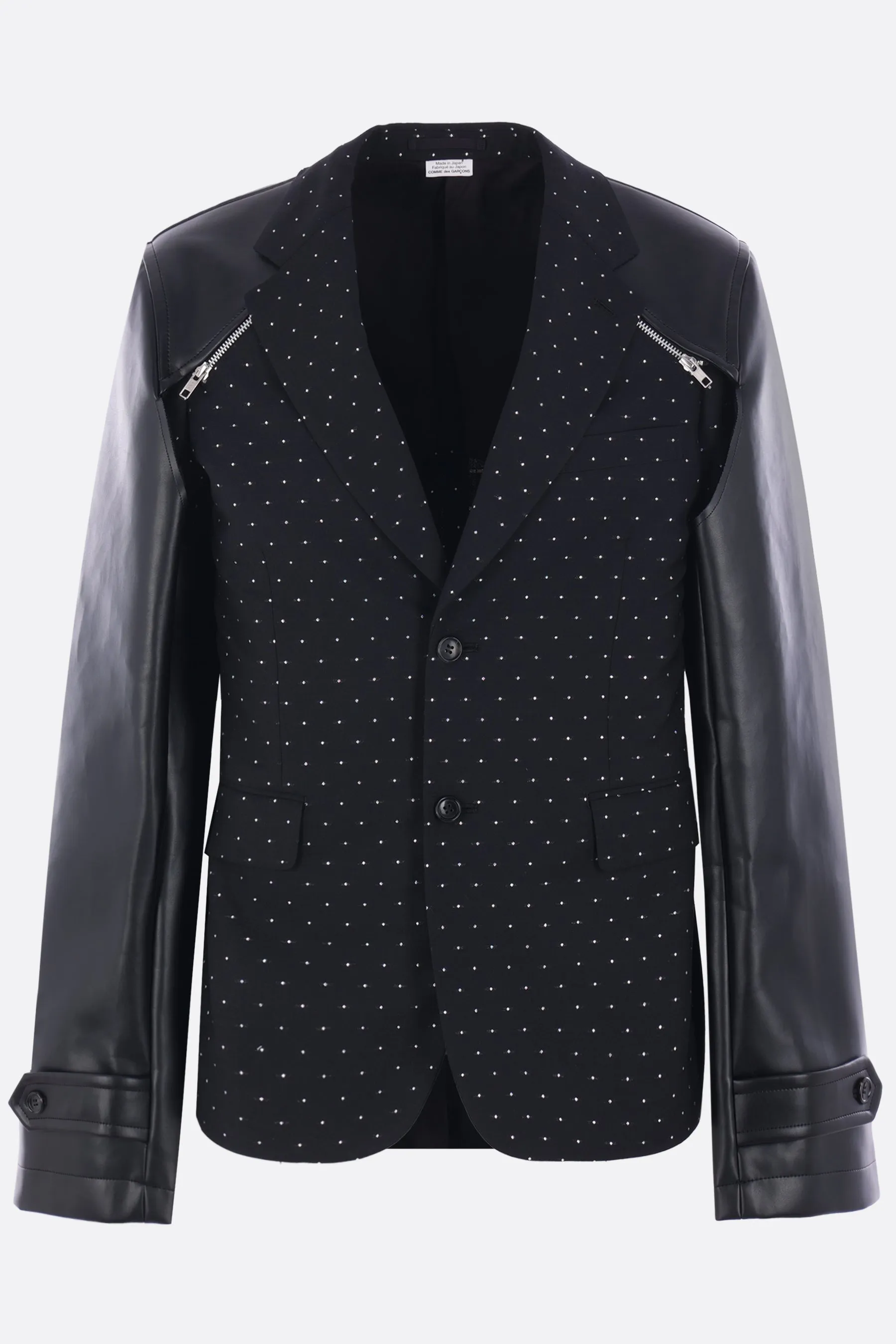 wool and faux leather destructured jacket