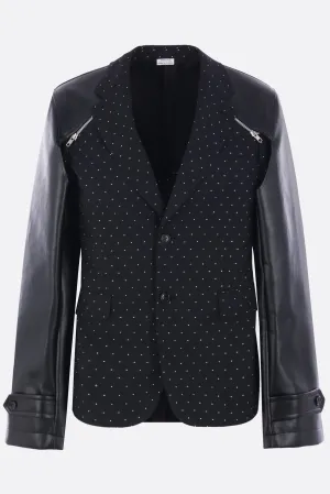 wool and faux leather destructured jacket